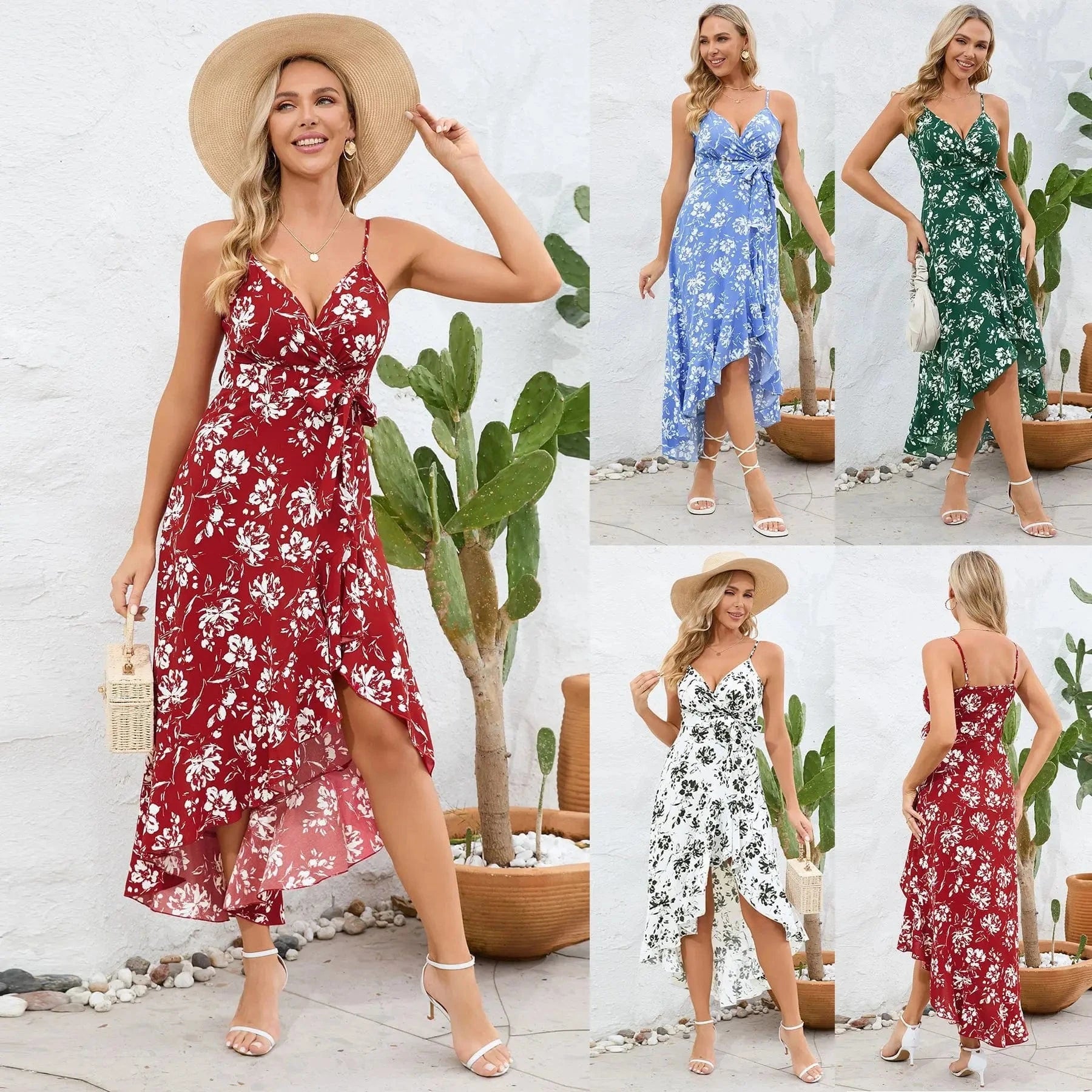 expensive high quality bohemian seaside beach sun dress woman chiffon floral print vacation sleeveless dress  for women modest