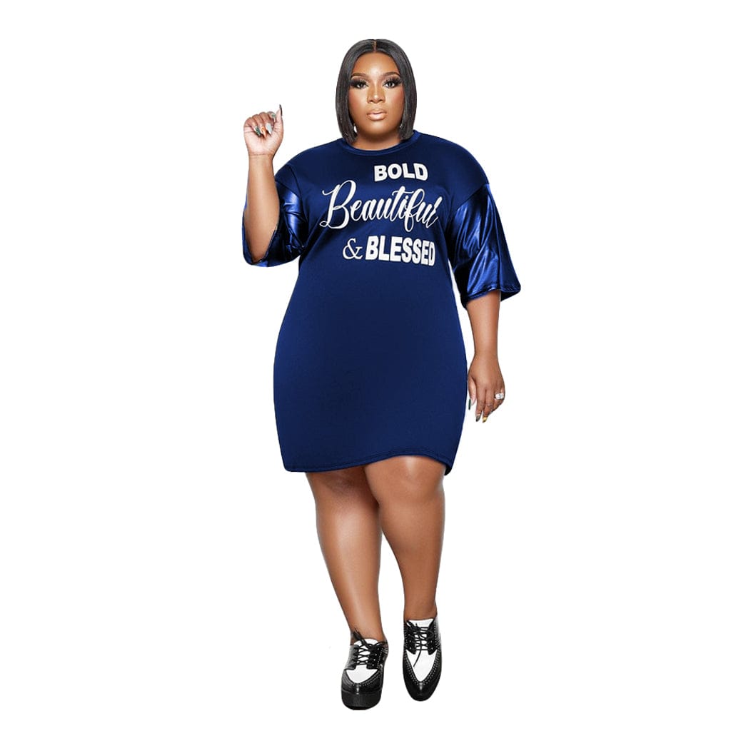 Explosive letter printing and leather fashion sexy women's dress