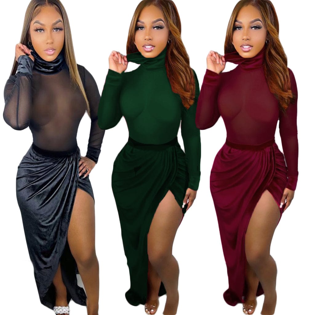 Explosive style mesh stitching fashion women's dress creative suit
