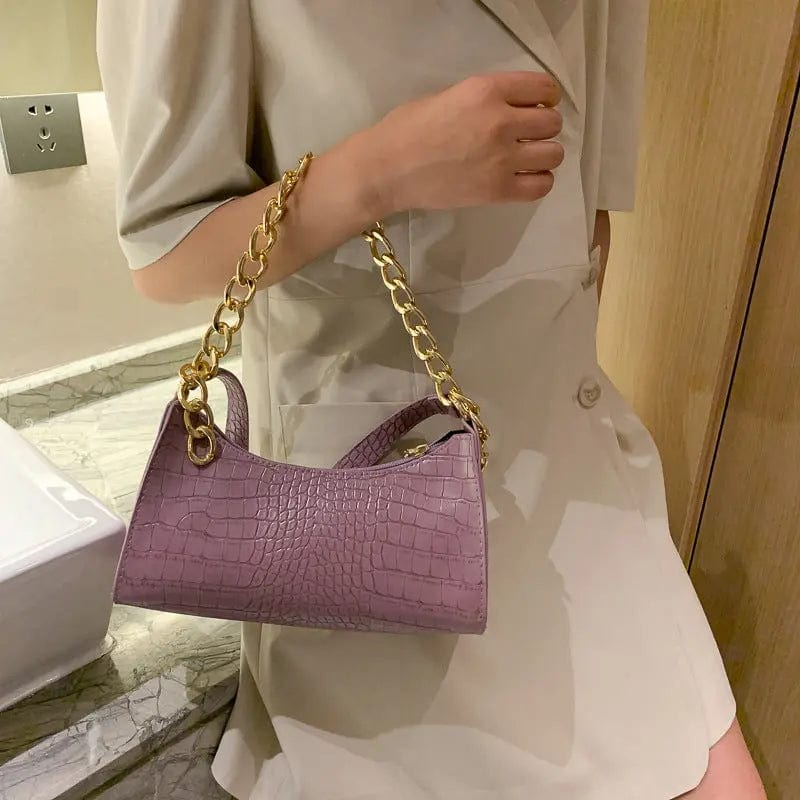 F032 Fashion All-match New Crocodile Pattern PU Leather Tote Shoulder Bags for Women Trendy Texture Zipper Handbags