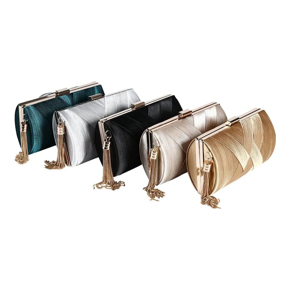 Factory Direct Good Sell Brand New Handmade Weave Evening Bag Tassel Clutch With Satin For Wedding/banquet/party