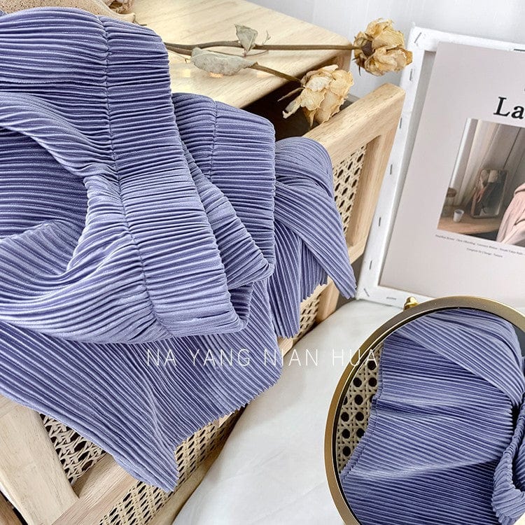 Factory direct sales High waist skinny ice silk pleated wide leg pants Chiffon Casual Pants