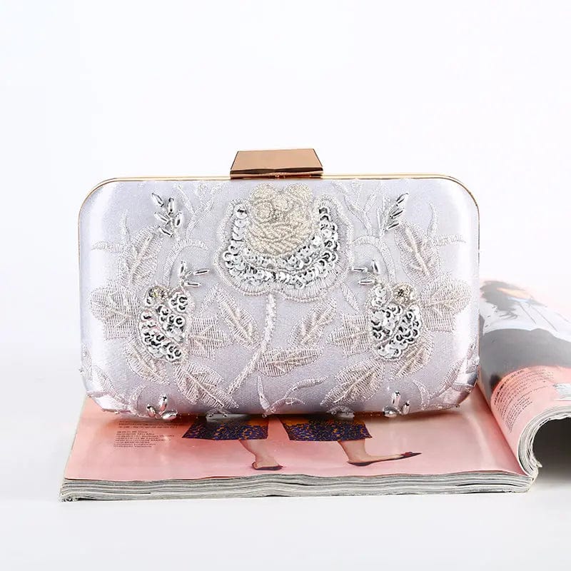Factory direct wholesale beaded evening bag new design vintage clutches with satin fabric wedding party banquet