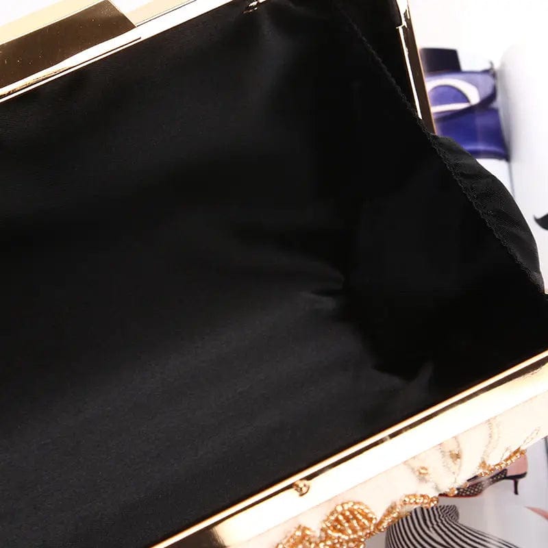 Factory direct wholesale beaded evening bag new design vintage clutches with satin fabric wedding party banquet