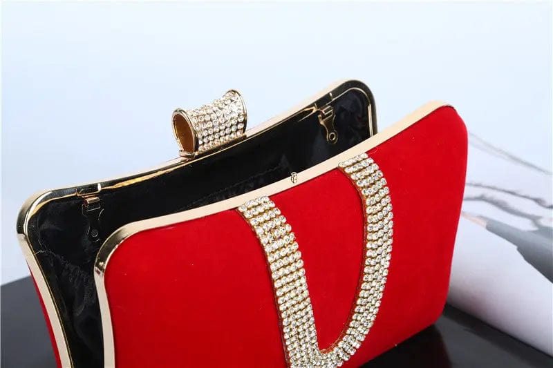 Factory direct wholesale brand new crystal box clutch bag comfortable hand feeling velour clutches classic evening bag for lady