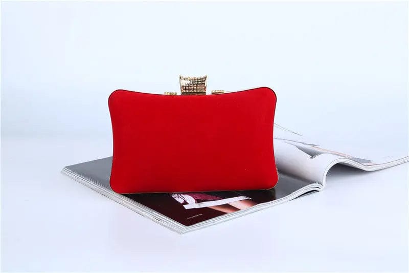 Factory direct wholesale brand new crystal box clutch bag comfortable hand feeling velour clutches classic evening bag for lady