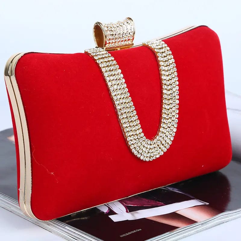 Factory direct wholesale brand new crystal box clutch bag comfortable hand feeling velour clutches classic evening bag for lady