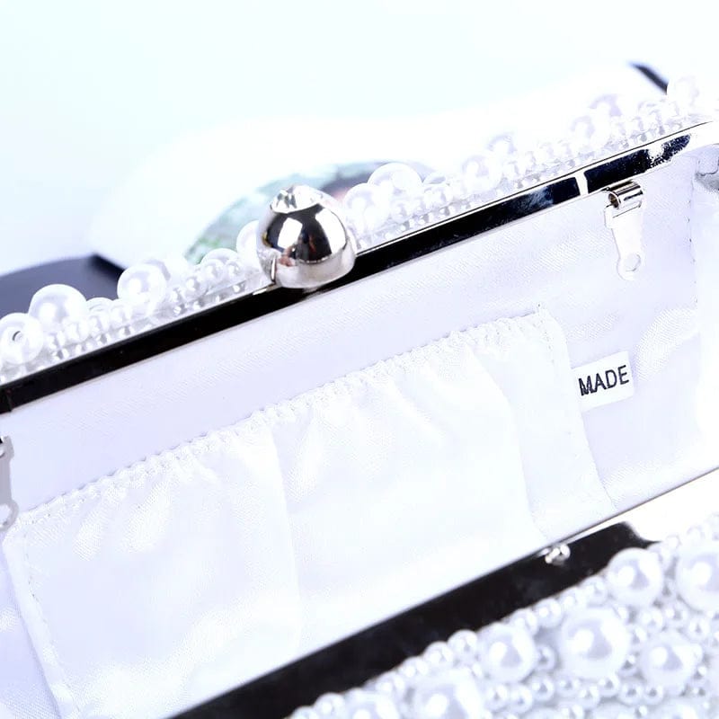Factory direct wholesale brand new handmade beaded evening bag party clutch bags two-sided pearls for lady prom banquet wedding