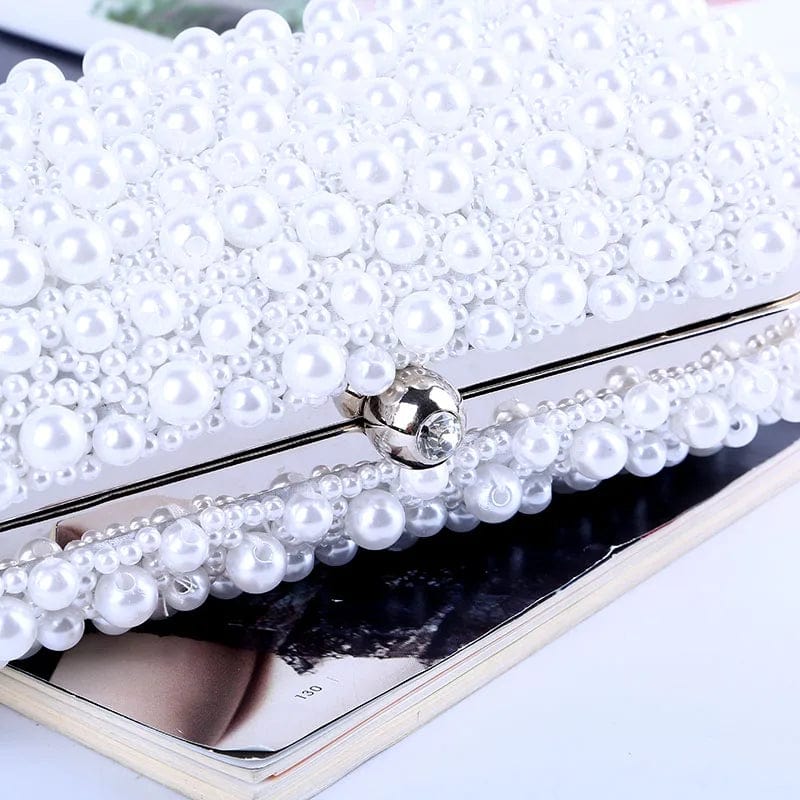Factory direct wholesale brand new handmade beaded evening bag party clutch bags two-sided pearls for lady prom banquet wedding