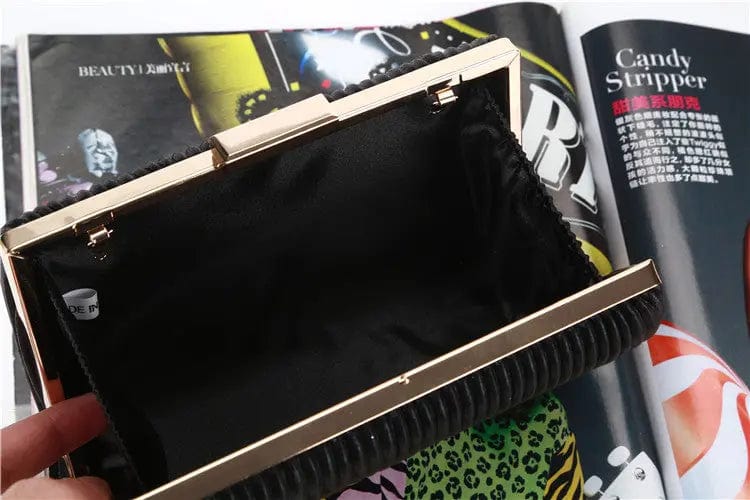 Factory direct wholesale brand new handmade pleated clutch bag PU fabric evening bag for party prom banquet