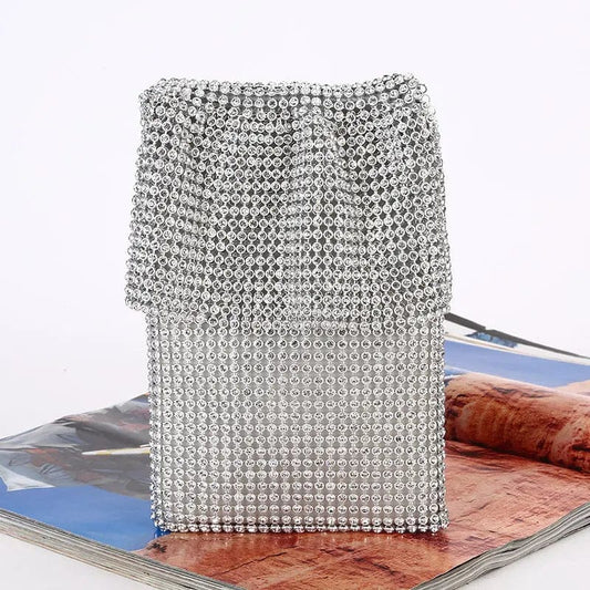 Factory direct wholesale brand new luxury crystal handbags diamond cellphone pouch small messenger bag for women party prom