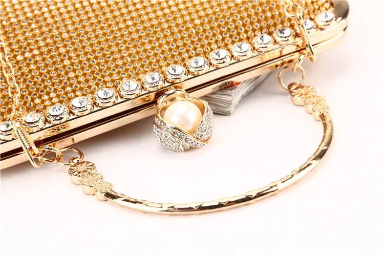 Factory direct wholesale classic crystal clutches brand new metal handle frame evening bag handbags  party prom banquet wedding