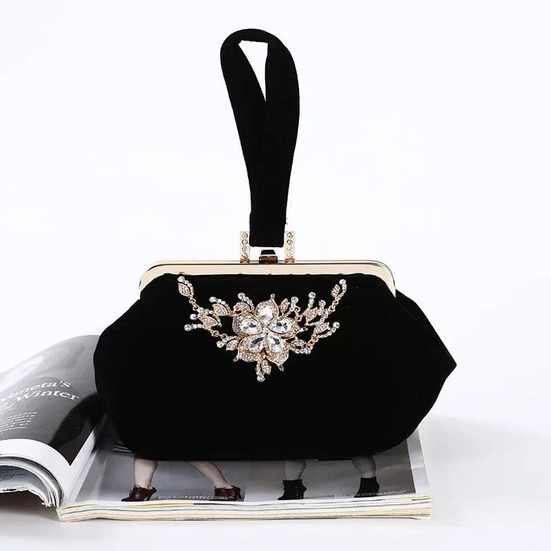 Factory direct wholesale classic jewel evening bag comfortable hand feeling velour luxury clutches women party more colors