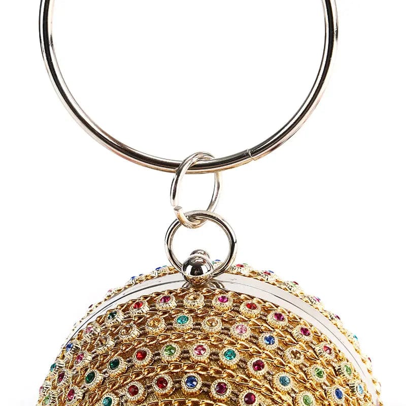 Factory direct wholesale new colorful crystal PU fabric gorgeous ball shaped clutches evening bag for party banquet wedding