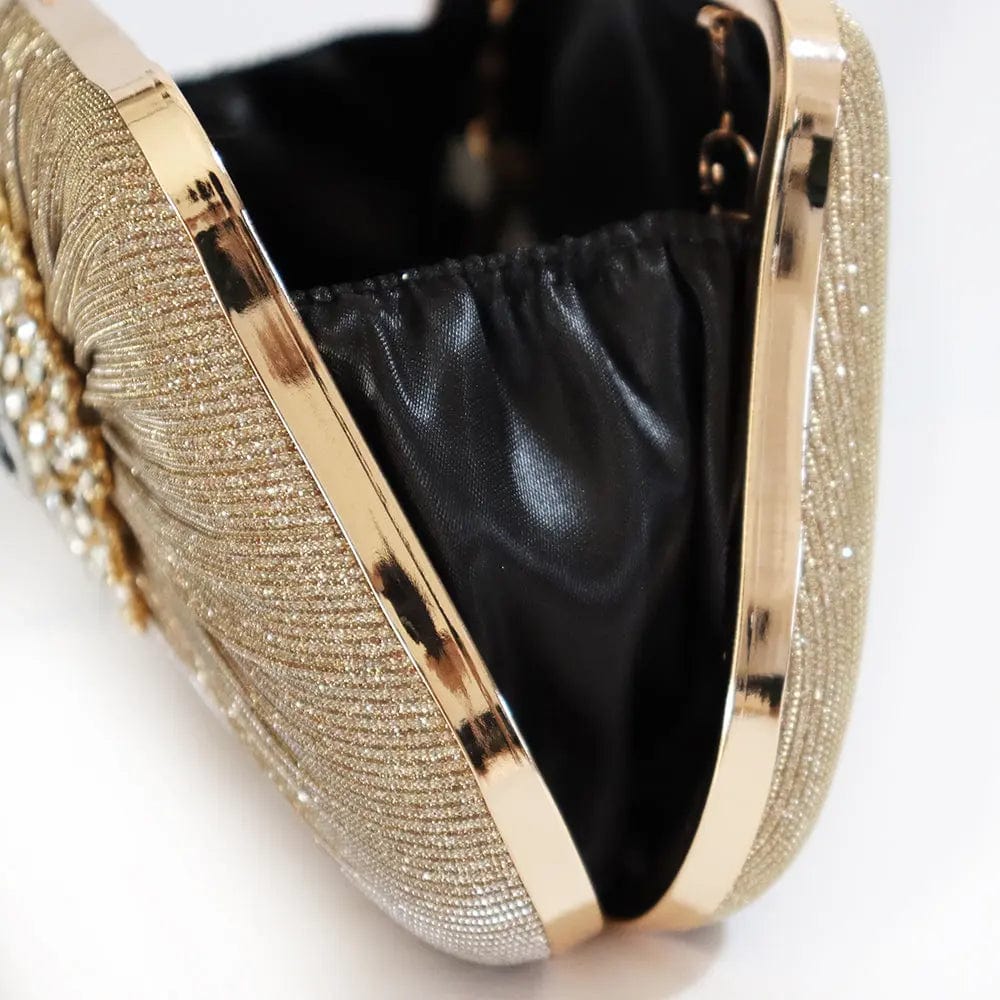 Factory direct wholesale new design rhinestone evening bag pleated satin fabric elegant clutches for wedding party banquet