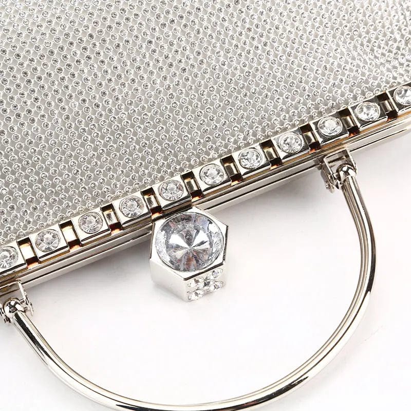 Factory direct wholesale new style rhinestone clutches diamond evening bag large space handbags metal handle for banquet wedding