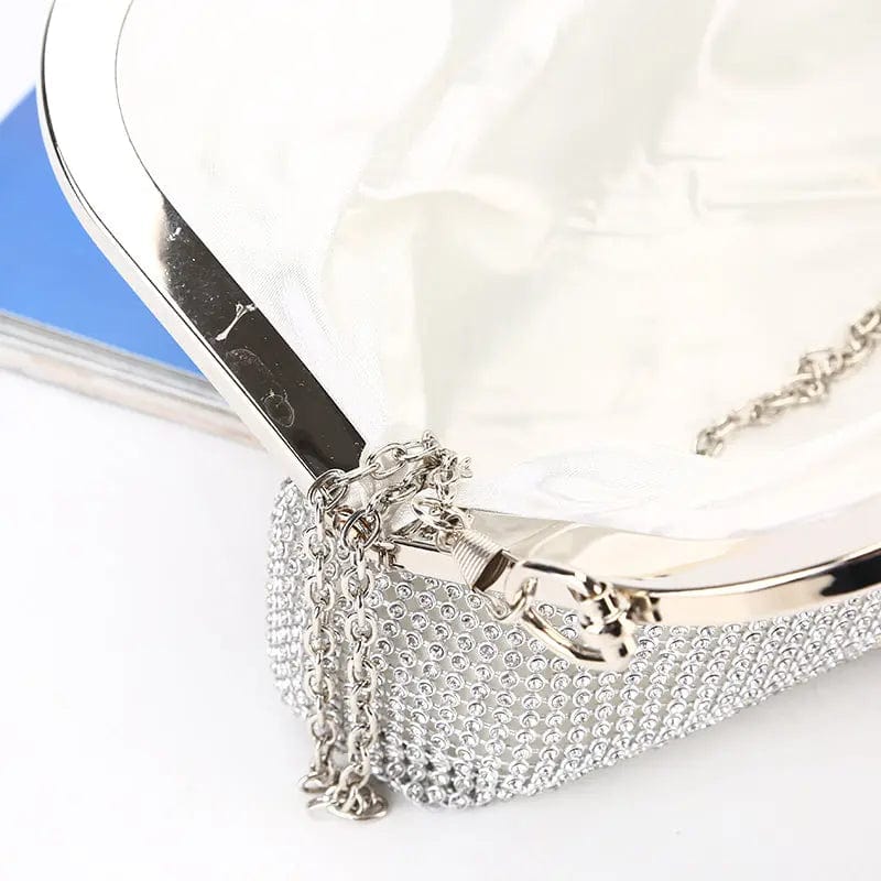 Factory direct wholesale new style rhinestone clutches diamond evening bag large space handbags metal handle for banquet wedding