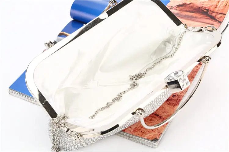 Factory direct wholesale new style rhinestone clutches diamond evening bag large space handbags metal handle for banquet wedding