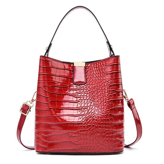 Factory good quality alligator pattern bucket bag lady cross body bag stylish large capacity one-shoulder handbags 13192