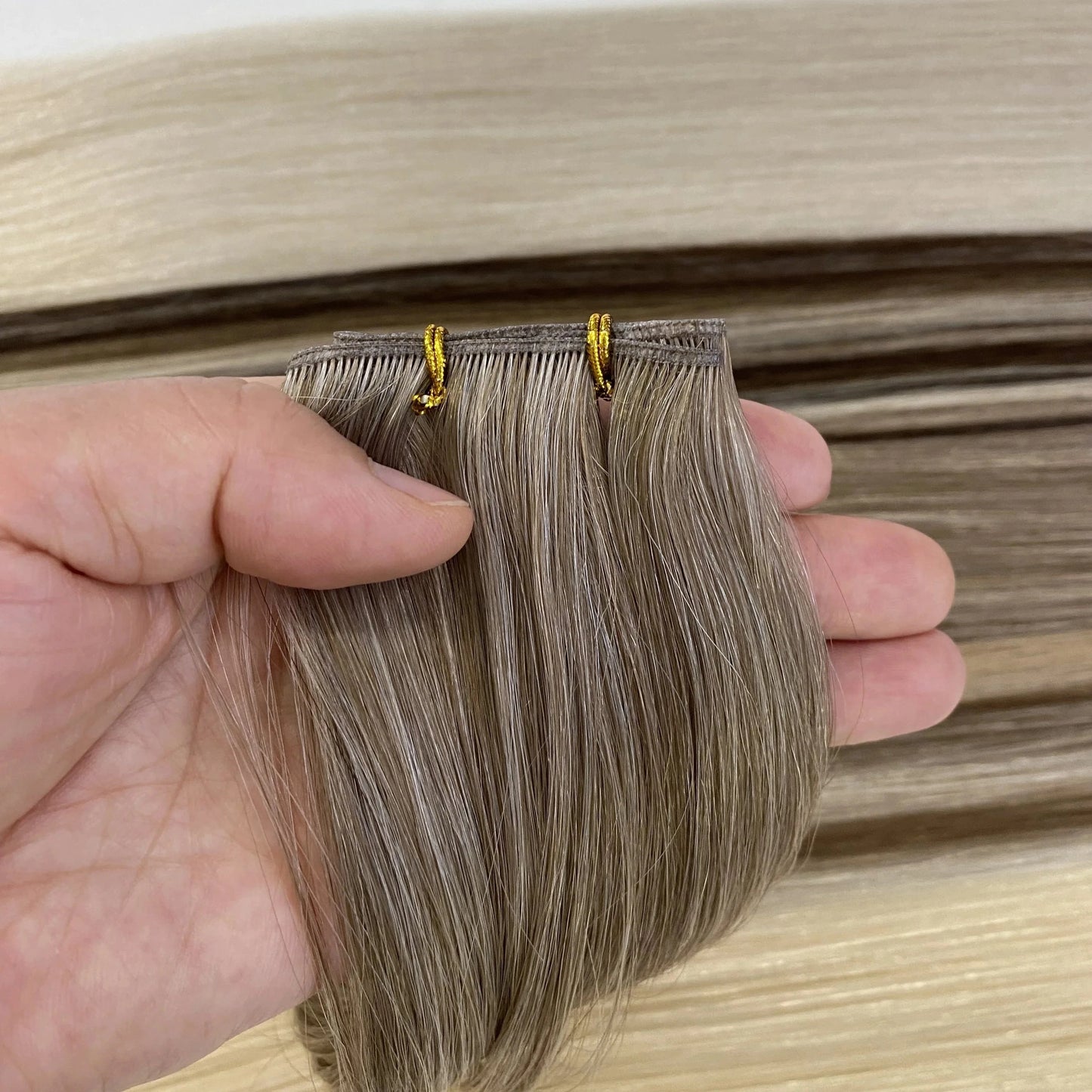 Factory Hot Selling 100% Human Virgin Remy Cuticle aglined Russian Hair Can be cut Genius weft hair extensions