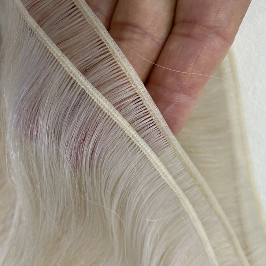 Factory Hot Selling 100% Human Virgin Remy Cuticle aglined Russian Hair Can be cut Genius weft hair extensions