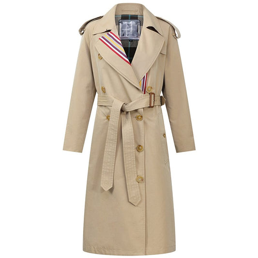 Factory special limited stock new arrival spring khaki trench coat women's casual fashion high quality cotton belted long coat