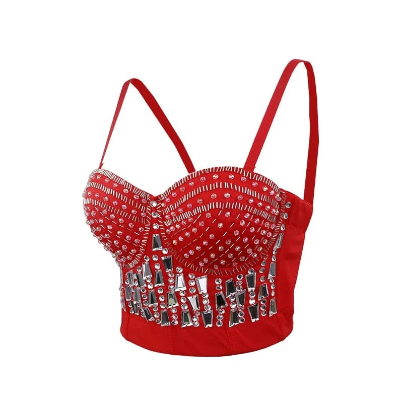Factory Supply New Design Bar Women Rhinestone Corset Top Dance Camisole Sexy Tops For Women