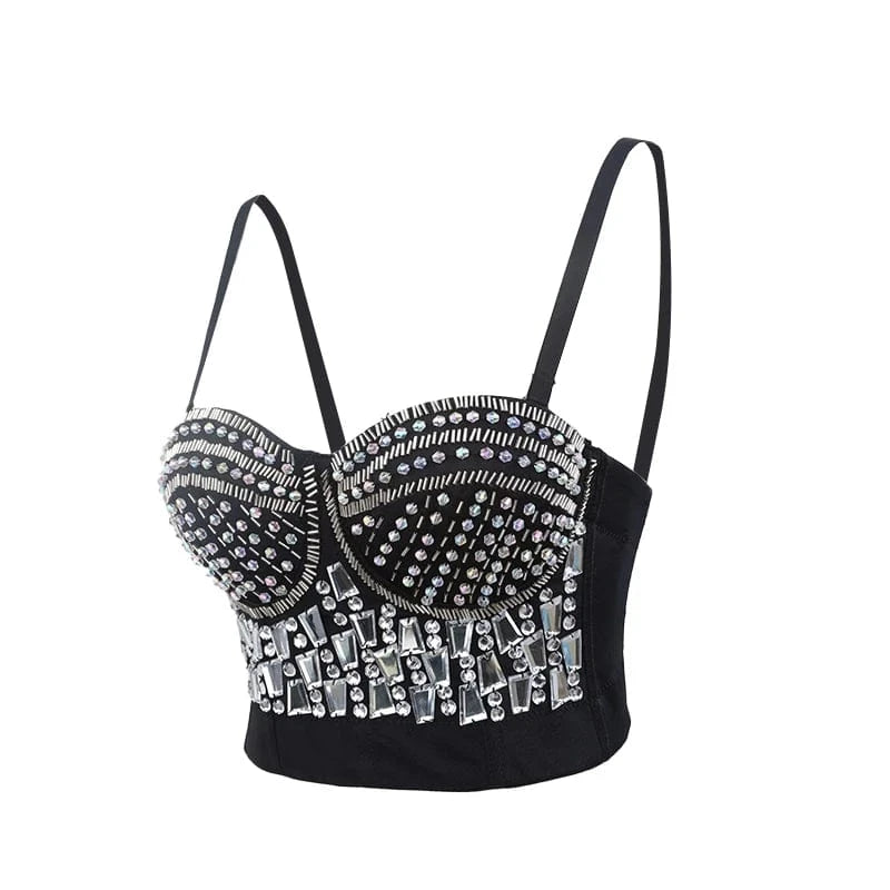 Factory Supply New Design Bar Women Rhinestone Corset Top Dance Camisole Sexy Tops For Women