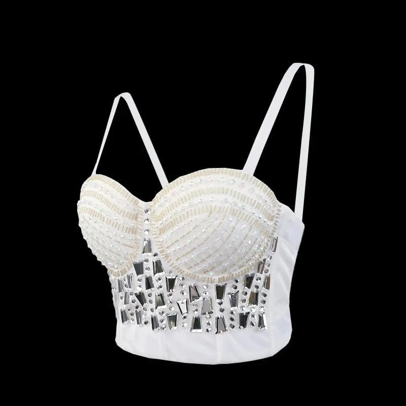 Factory Supply New Design Bar Women Rhinestone Corset Top Dance Camisole Sexy Tops For Women