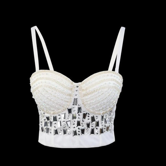 Factory Supply New Design Bar Women Rhinestone Corset Top Dance Camisole Sexy Tops For Women