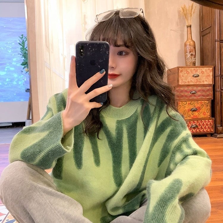 Factory Wholesale 2022 Classic Leopard Print Lazy Pullover Sweater Women Fall New Loose Printed