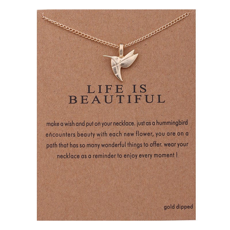 Factory Wholesale Cheap Chain Dainty Charm Lucky Best Wishes Gift for Mother's Day Gold Plated Thin Necklaces with wish card