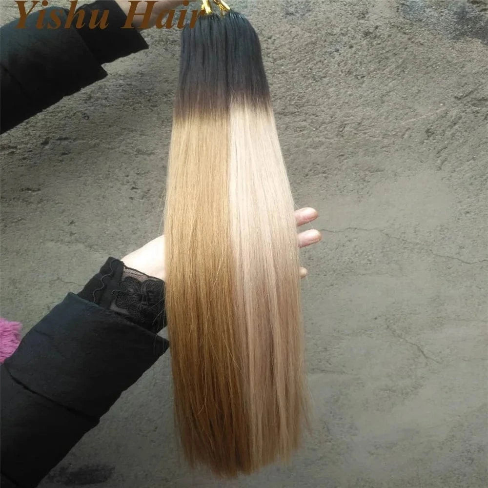 Factory wholesale cheap remy human hair prebonding ombre colour I/u/v/flat tip/nano ring hair extensions