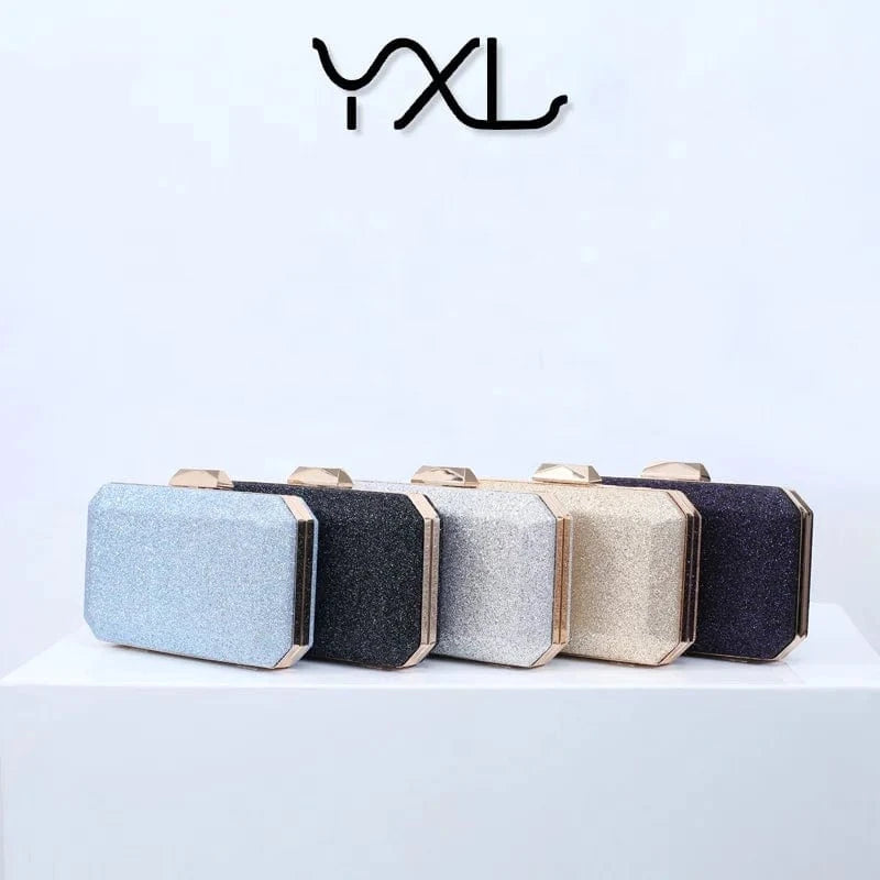 Factory wholesale direct selling fancy trendy bling glitter PU leather handmade wedding golden clutch bag