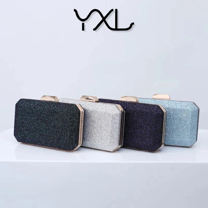 Factory wholesale ladies fashion party wedding shiny glitter golden clutch evening bags