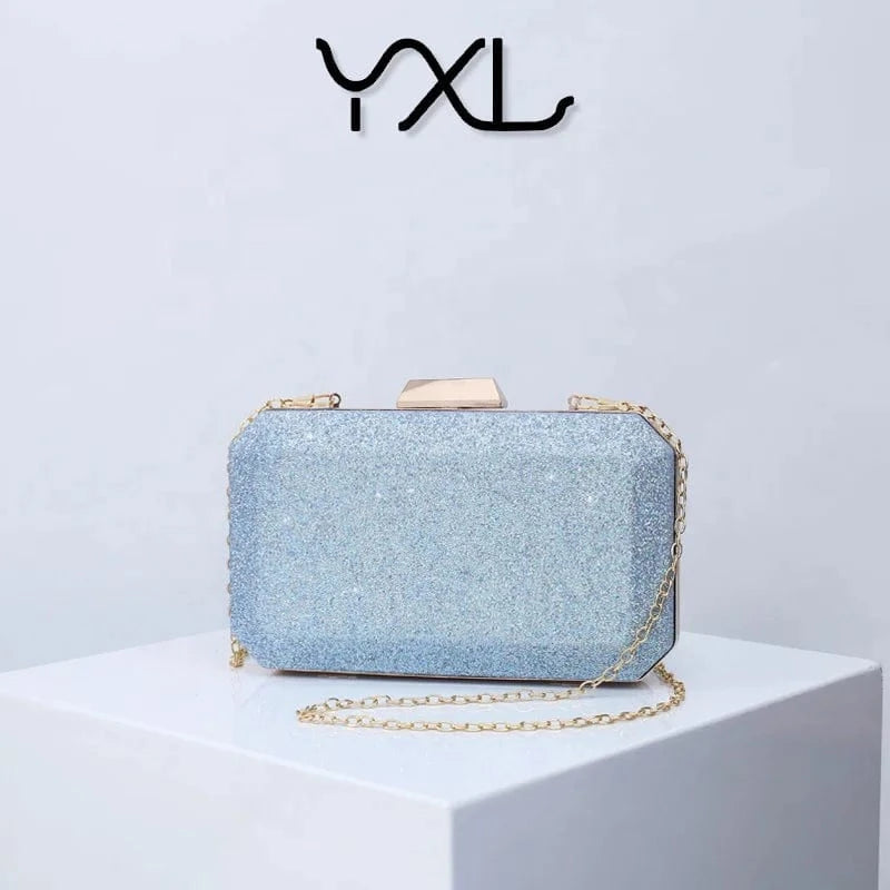 Factory wholesale ladies fashion party wedding shiny glitter golden clutch evening bags