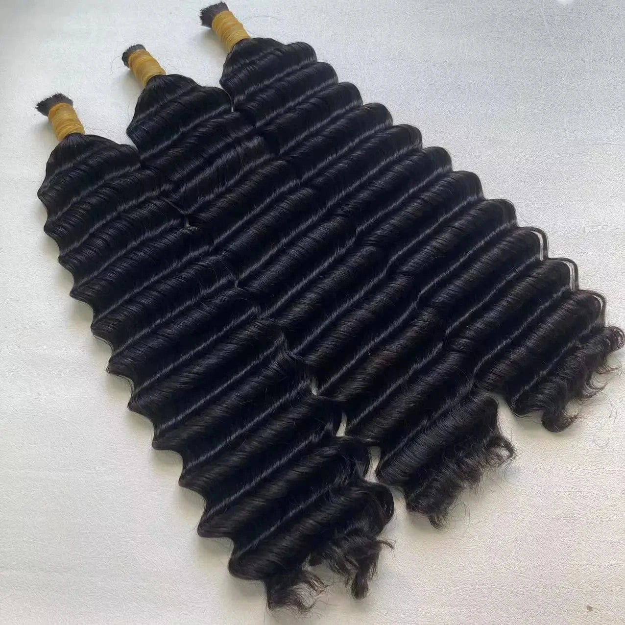 Factory wholesale remy virgin human hair bulks deep wave water wave double drawn bone straight bulk human hair for braiding hair
