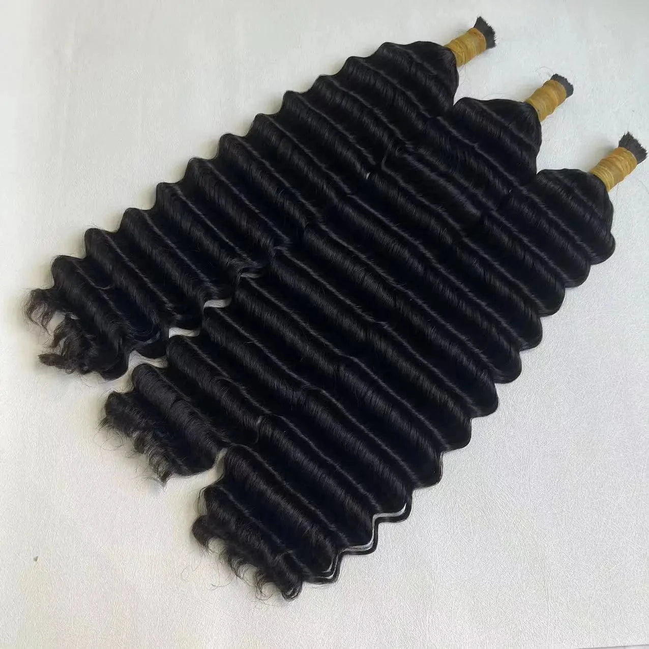 Factory wholesale remy virgin human hair bulks deep wave water wave double drawn bone straight bulk human hair for braiding hair
