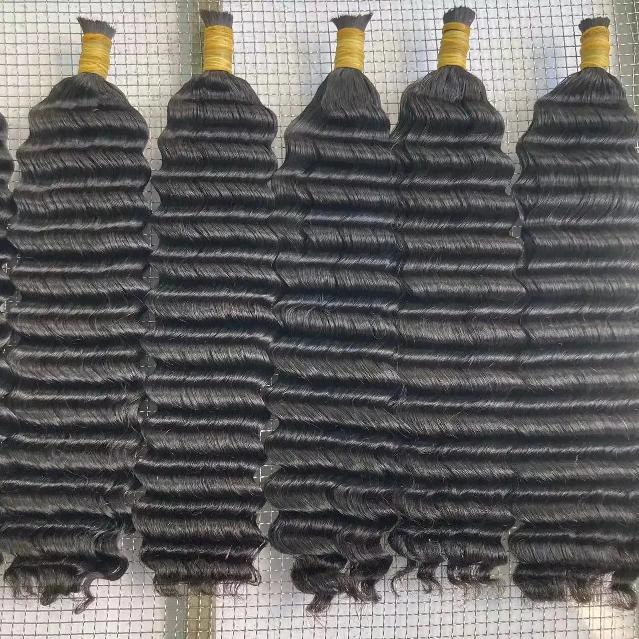 Factory wholesale remy virgin human hair bulks deep wave water wave double drawn bone straight bulk human hair for braiding hair