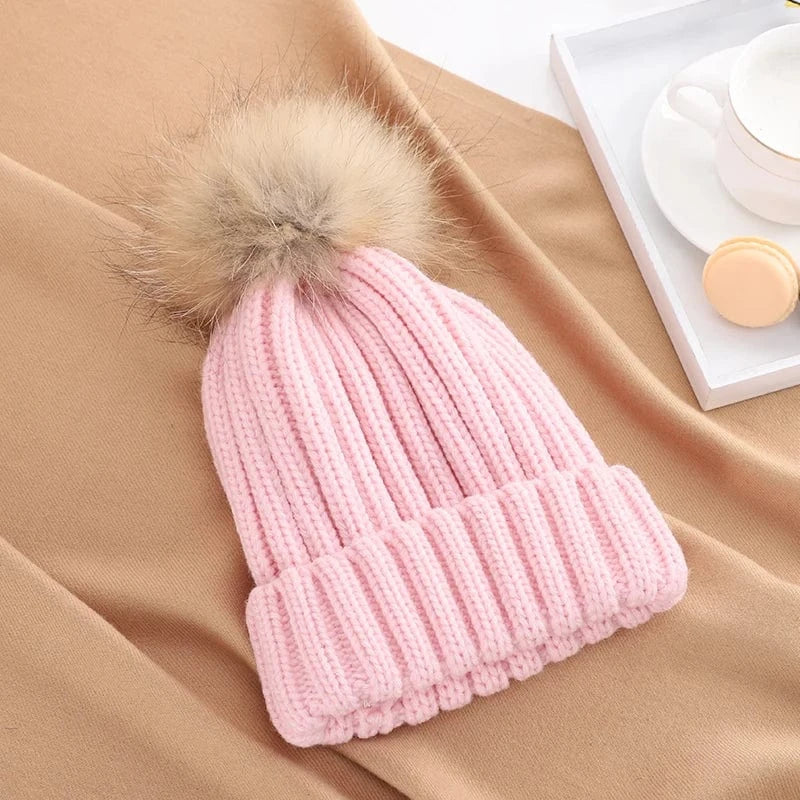 Factory Women Winter Cold-proof Thermal Knitted Wool Ball Hat