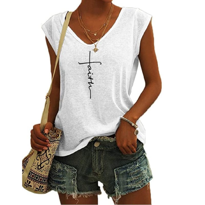 Faith Heart shirts for women drop  t-shirts american clothing tshirts with tshirt custom logo printed y2k cotton shirt