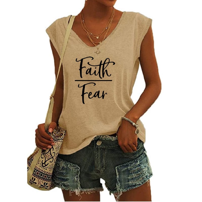 Faith Over Feac shirts for women drop  t-shirts american clothing tshirts with tshirt custom logo printed y2k cotton shirt