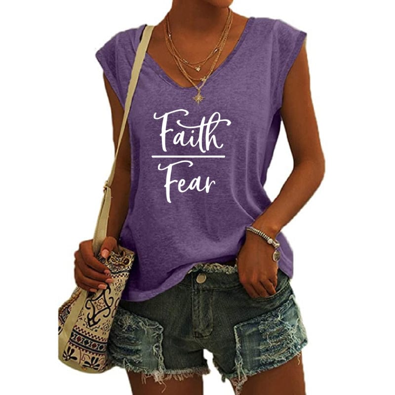 Faith Over Feac shirts for women drop  t-shirts american clothing tshirts with tshirt custom logo printed y2k cotton shirt