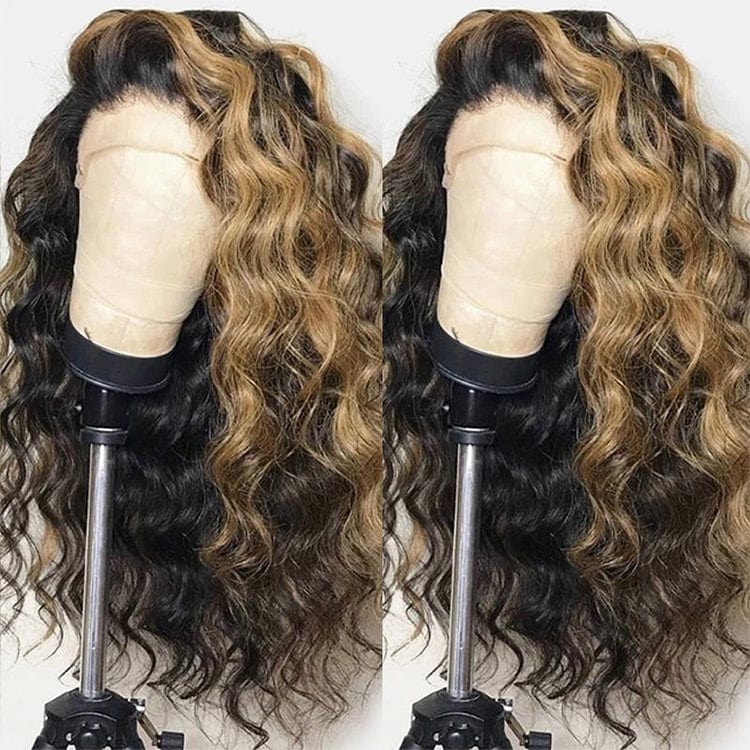 Fake Scalp Ombre 3T Blonde Color Highlight Body Wave Cuticle Aligned Hair Wigs Human Hair Lace Front