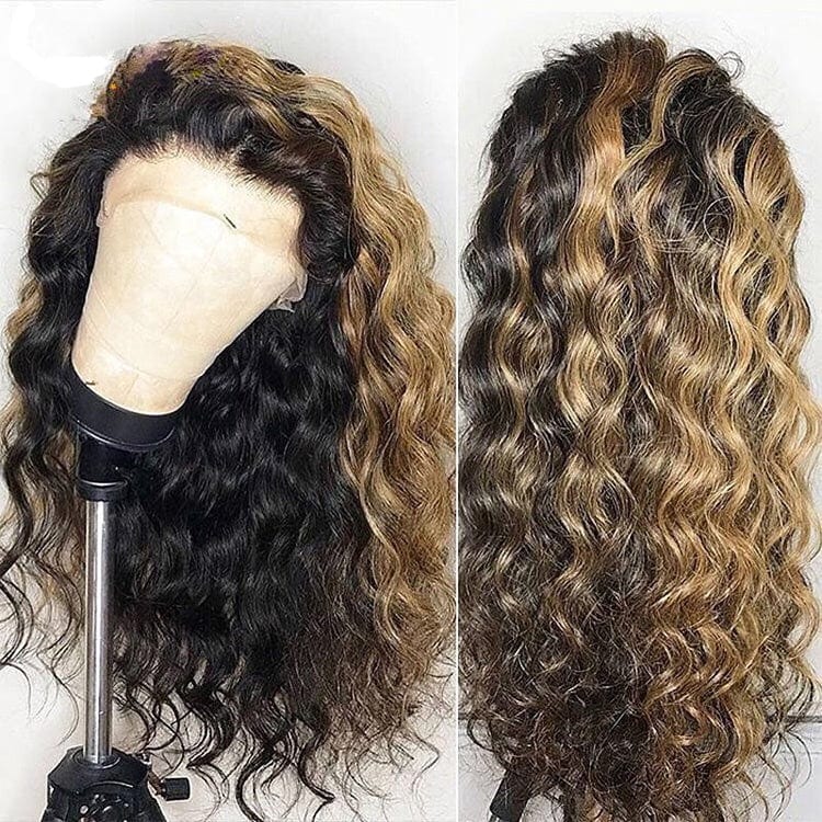 Fake Scalp Ombre 3T Blonde Color Highlight Body Wave Cuticle Aligned Hair Wigs Human Hair Lace Front
