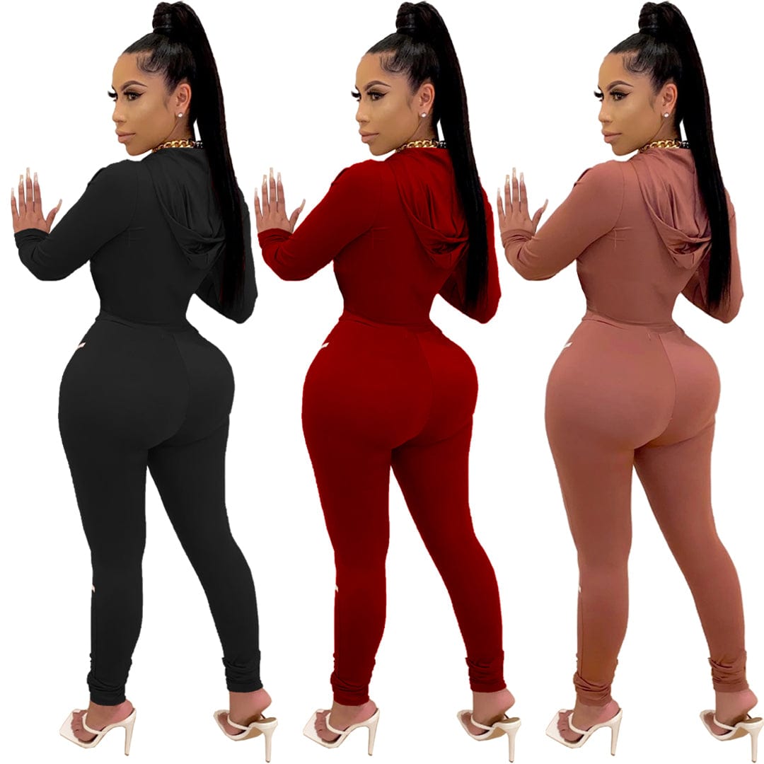 Fall 2022 Women Clothes Women's Fashion Offset Printed Long Sleeved Hoodie Sportswear Zipper Top Pants Sportswear Two-piece