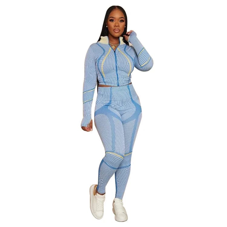 Fall 2023 Fashion Printed Women's Set Long Sleeve T Shirt and Legging Pants Active Wear Yoga Two Piece Sets Tracksuit Outfits