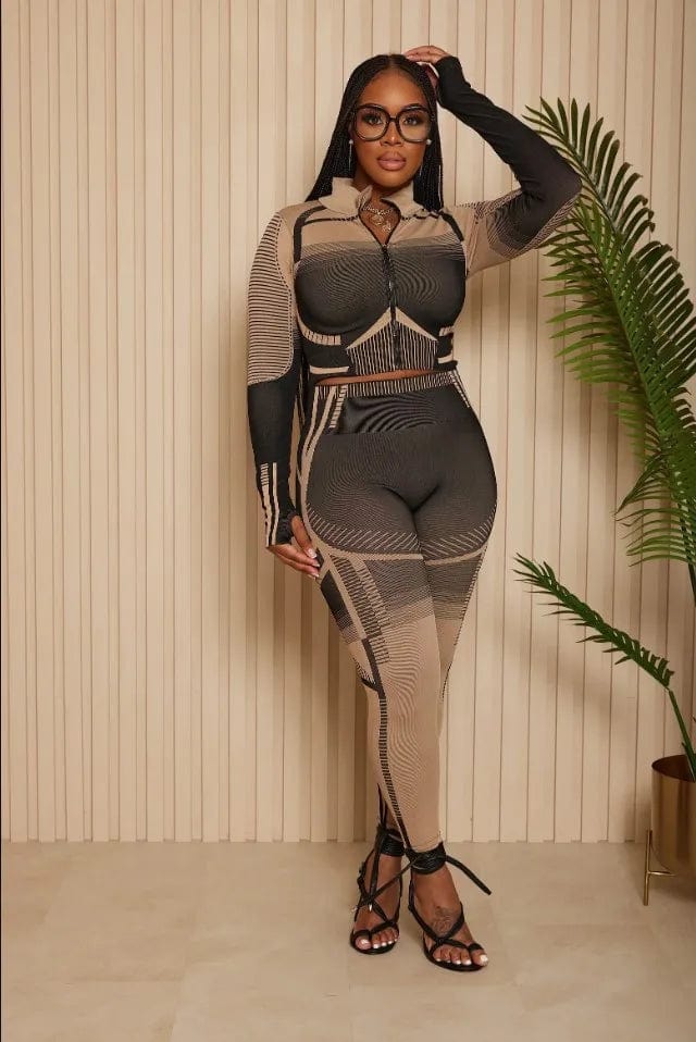 Fall 2023 Fashion Printed Women's Set Long Sleeve T Shirt and Legging Pants Active Wear Yoga Two Piece Sets Tracksuit Outfits