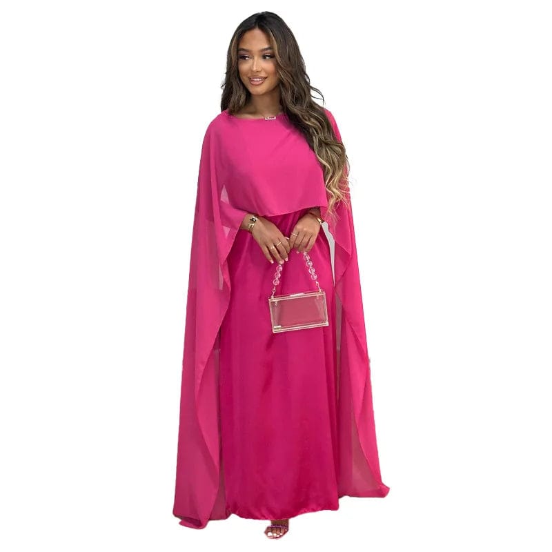 Fall 2023 Muslim Women Vintage Fashion Clock Long Sleeve Loose Robe Ladies Casual Party Evening Chiffon Long Maxi Dress Vestidos