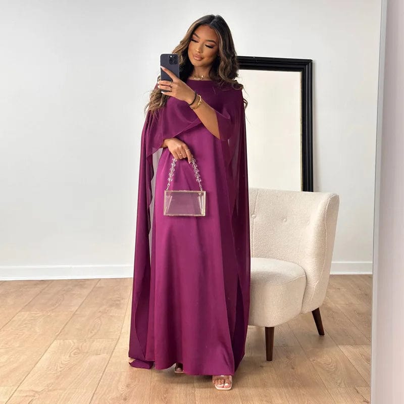 Fall 2023 Muslim Women Vintage Fashion Clock Long Sleeve Loose Robe Ladies Casual Party Evening Chiffon Long Maxi Dress Vestidos